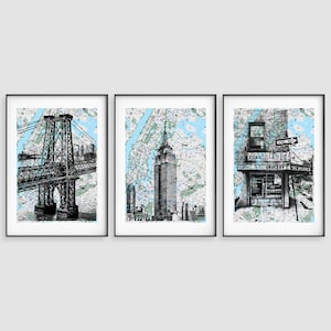 3er Set NYC Subway Map Druck, handgemachter Siebdruck, NYC Karte, NYC Print, Wandkunst, New York Map, Recycling Karten, New York Map