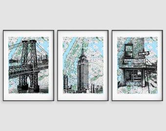 Set of 3 NYC subway map print, handmade Silk screen printing, nyc map, nyc print, wall art, New York City Map, Recycling Maps