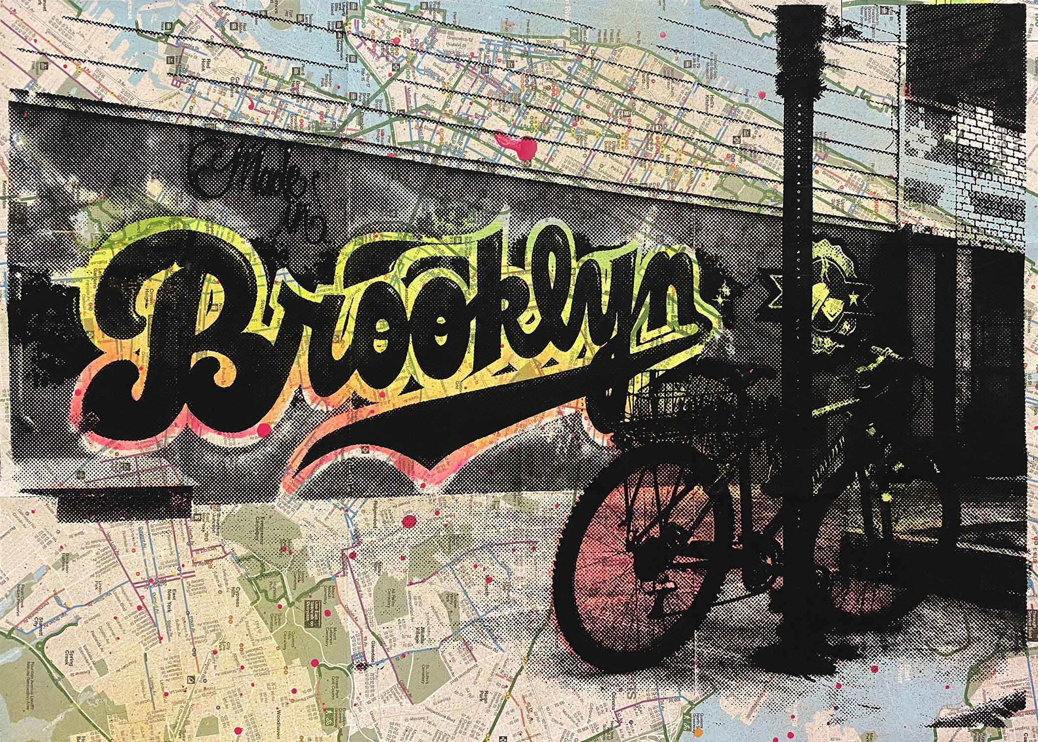 Brooklyn Graffiti (color), NYC Pocket Art, New York Map, New York Brooklyn Graffiti (color), NYC Pocket Art, New York Map, New York