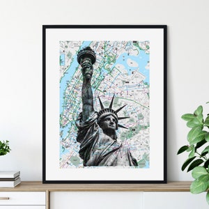 Freiheitsstatue (B/W), NYC Pocket Art, New York Karte, New York Druck, NYC U-Bahn Karten, Siebdruck, Siebdruck, Fahrrad Karte, Recycling Karte