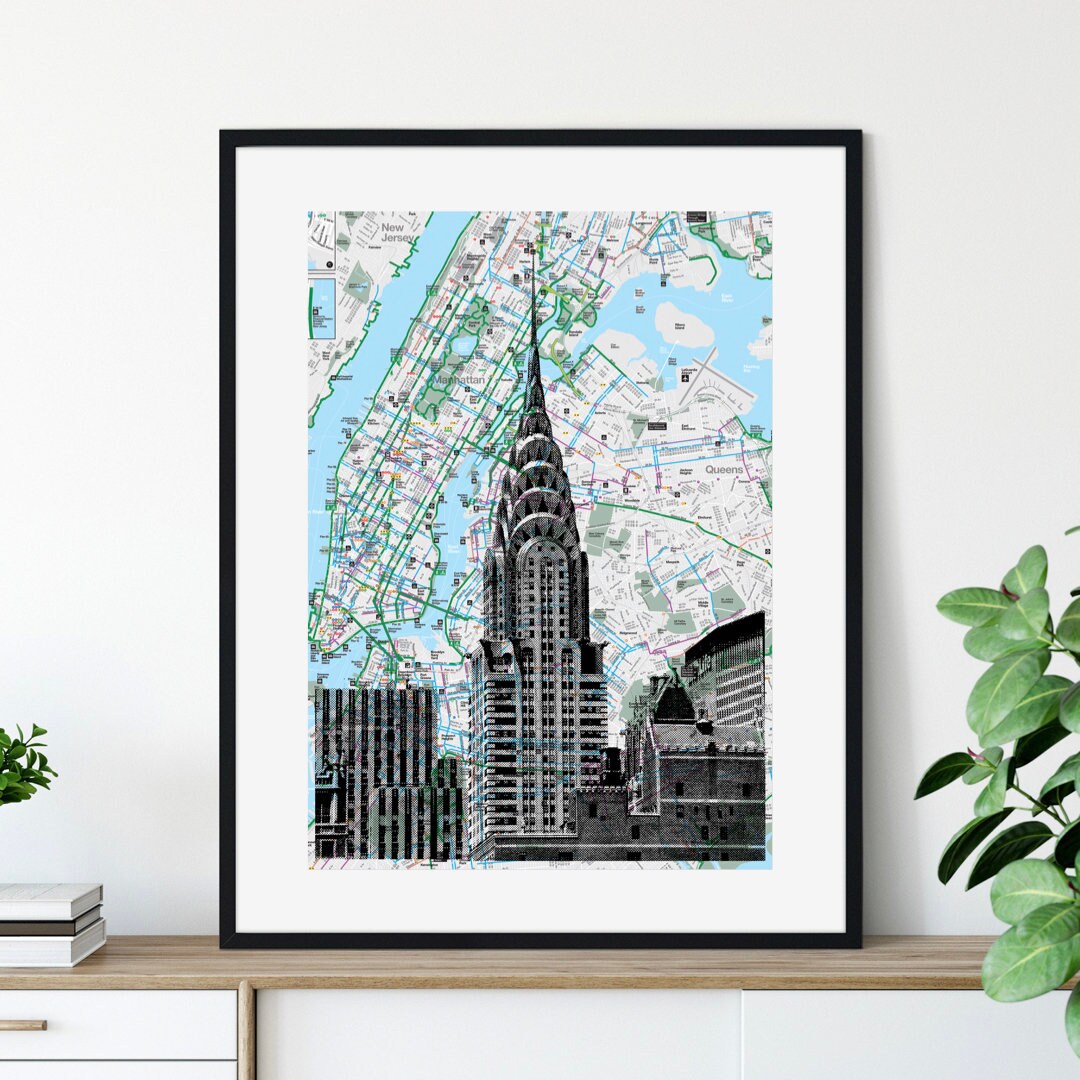 Chrysler Building B/W, NYC Pocket Art, New York Map, New York Print, NYC  Subway Maps, Silkscreen, Screen Printing, Bike Map, Recycling Map - Etsy