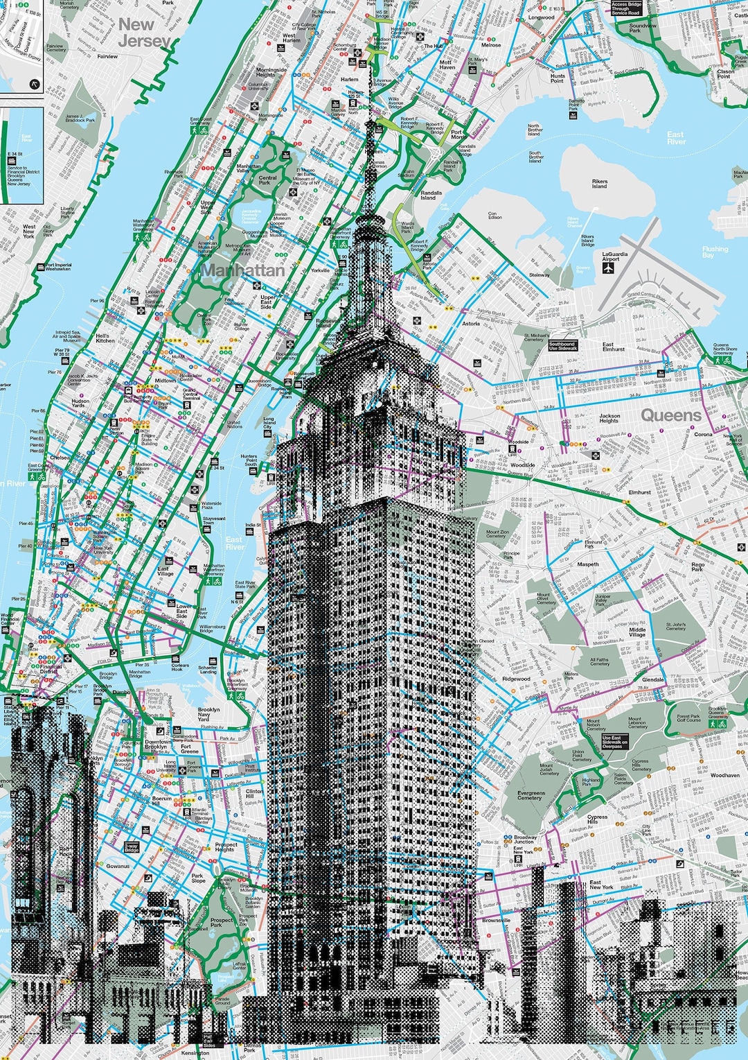Empire State (B/W), NYC Pocket Art, New York Map, New York Print
