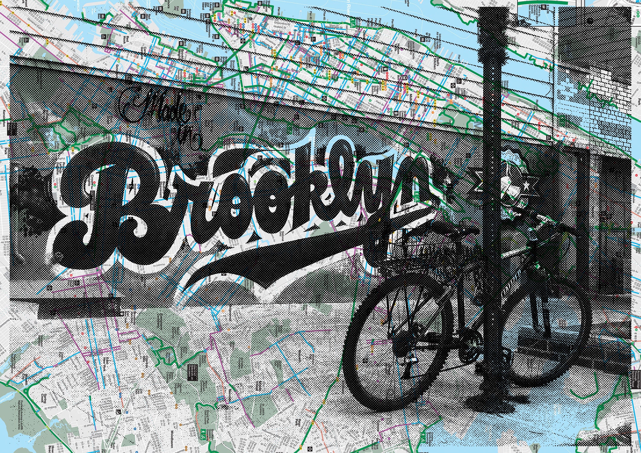 Brooklyn Graffiti B W NYC Pocket Art New York Map New York Print NYC Subway Maps Silkscreen Screen Printing Bike Map Recycling Map Etsy