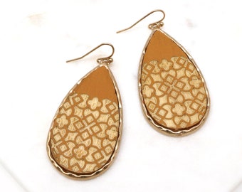 Natural Wooden Geometric Dangle & Drop Earrings, Statement Earrings, Teardrop Drop Earrings, Fashion Earrings, Gift For Her, Wooden Earrings