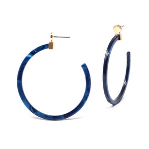 Resin Hoop Earring, Acetate Hoop Earring, Blue Color Earring, Lightweight Earring, Fashion Statement Earring, Resin Earring, Gift For Her
