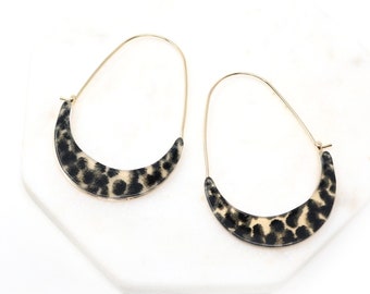 Crescent Acetate Earrings, Snake Skin, Geometric Earrings, Fashion Statement Earrings, Hoop Earrings, Gifts For Her, Resin Earrings