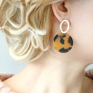 Acetate Statement Drop Earring, Resin Earring, Geometric Earring, Gift For Her, Tortoise Earring, Modern Earring, Tortoise Resin Earring
