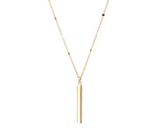 Bar Halskette Gold, Stacking Halskette, Moderne Halskette Gold, Minimalist Halskette, Geschenke für sie, Halskette für jeden Tag, Skinny Bar Halskette