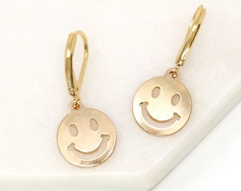 Smiley Face Earring Gold, Smile Emoji Earring, Modern Earring,Cute Earring, Fun Earring, Gift For Friend, Birthday Gift,Everyday Earring