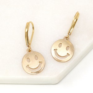 Smiley Face Earrings Gold, Smile Emoji Earrings, Modern Cute Earrings, Fun Earrings, Gift For Friend, Birthday Gift,Everyday Earrings