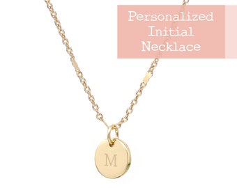 Personalized Initial Necklace, Letter Necklace, Circle Necklace, Personalized Gift For Her, Customized Initial Necklace, Monogram Necklace