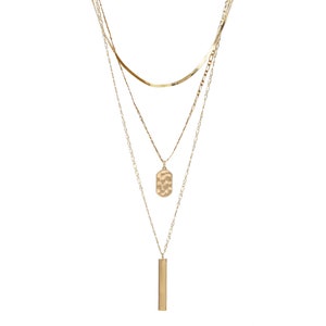 Layer Necklace Set, Snake Chain Layer Necklace Gold, Detangler Necklace, Gifts For Her, Modern Necklace, 3 Layer Necklace Gold, Stacking