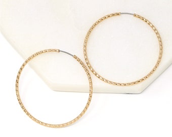 Circle Hoop, Textured Hoop Earring Gold, Lightweight Earring, Geometric Earring, Gifts For Her, Minimalist Earring, Modern, 40mm Hoop Gold