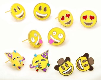 Orecchini Emoji Faccina Sorridente – Clip-on In Acciaio Inox 316L, Ipoallergenici, Gialli, Regalo Simpatico