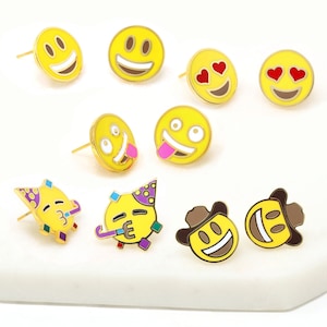 Smiley Face Earring Stud, Emoji Earring Stud, Happy Smile Earring, Cute Earring, Fun Earring, Gift For Friend, Birthday Gift, Holiday Gifts