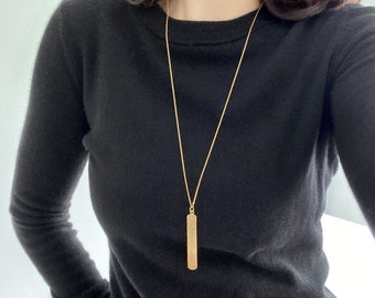 Modern Bar Pendant Long Necklace Gold, Bar Long Gold Necklace, Stacking Necklace, Minimalist Necklace, Gifts For Her, Everyday Necklace Gold