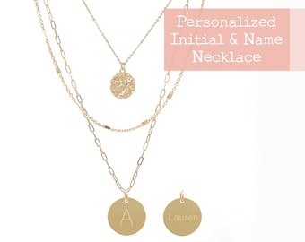 Personalized Necklace, 3 Layer Necklace Set, Detangler, Initial Necklace, Stacking, Personalized Gift, Customized Initial, Monogram Necklace