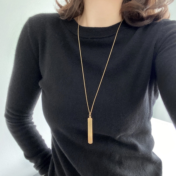 Modern Bar Pendant Long Necklace Gold, Bar Long Gold Necklace, Stacking Necklace, Minimalist Necklace, Gifts For Her,Everyday Necklace