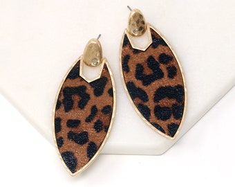 Animal Print Leather Earring, Leopard Earring, Snake Skin Pattern, Leather Earring, Modern Earring, Fashion Statement Earring, Gift For Her