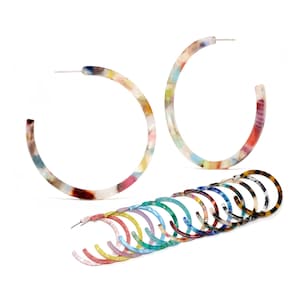 Resin Hoop Earrings, 50mm Hoop Earrings, Acetate Hoops, Lightweight Statement Earrings, Multi Color Hoops, Tortoise Hoops, Gifts For Her