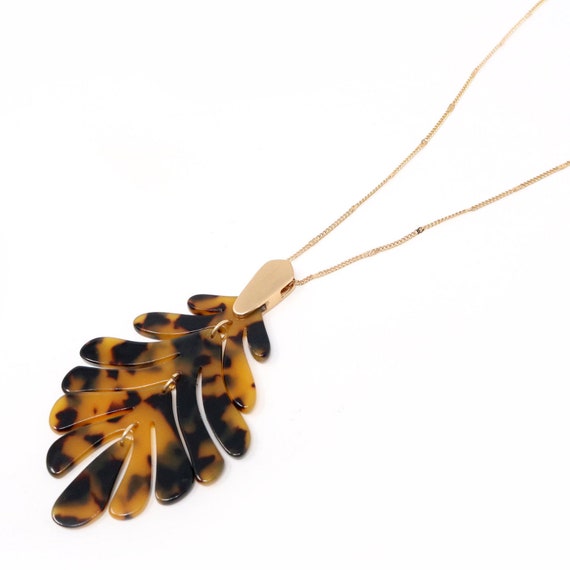 Leaf Acetate Fashion Necklace, Resin Long Necklaces, Leaf Necklace, Gift  for Her, Celluloid, Multi Acetate Necklace, Modern Necklace, Simple 