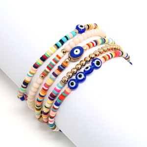 Stackable bracelets set, Evil Eye Bracelet, Stackable Bracelets beaded, Gifts for Her, Boho Bracelet, Bead Bracelet Stack, Fashion Bracelet