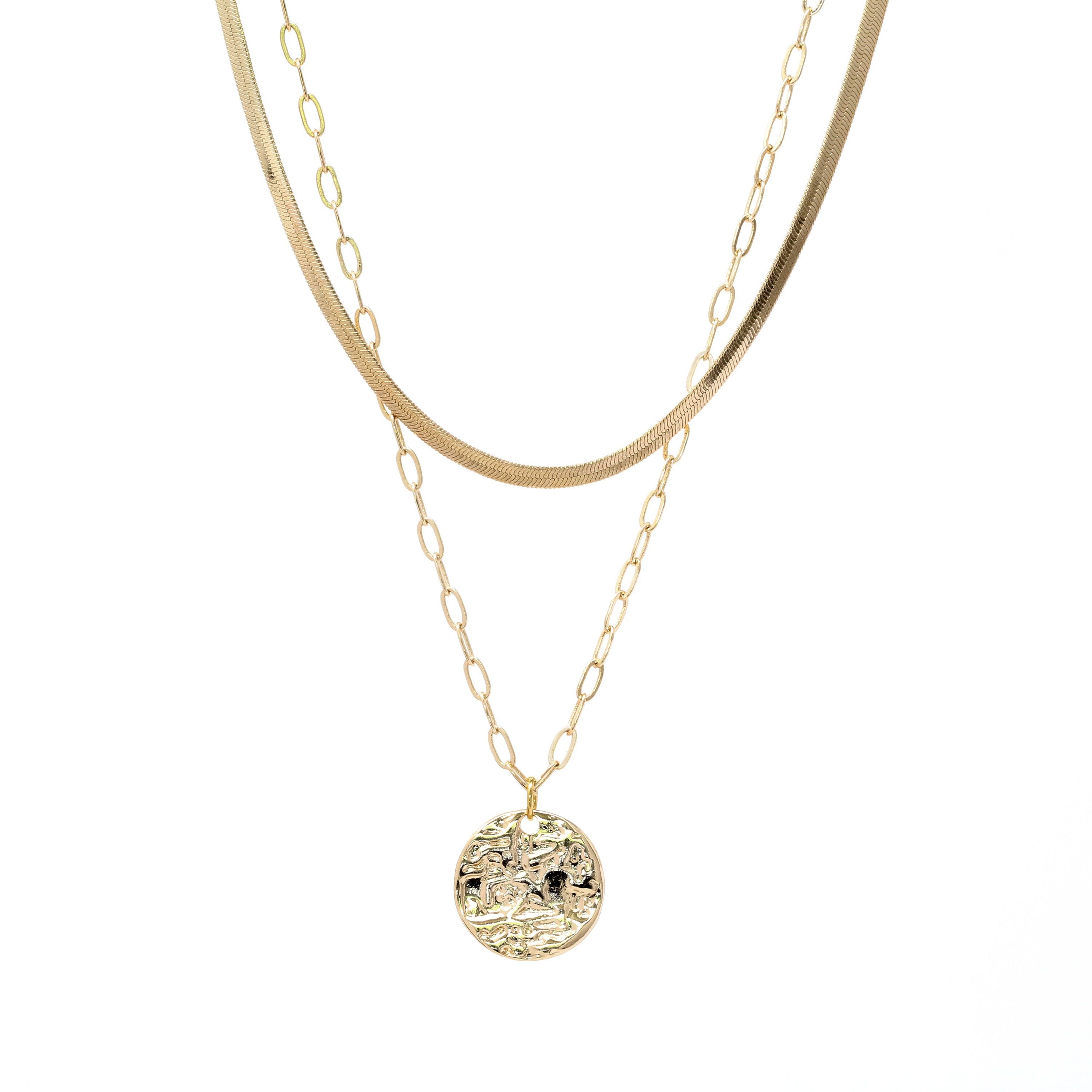 Double Layer Necklace Set, Herringbone Chain Necklace Gold, Gifts For Her, Modern Necklace, 2 Layer Necklace, Snake Chain Necklace, Stacking