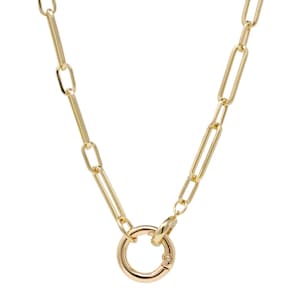 Circle Carabiner Necklace Gold, Interlocking Carabiner Lock Necklace, Paperclip Chain Statement Necklace, Minimalist Necklace, Gifts For Her