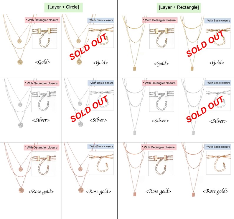 Layer Necklace Set Chain Layer Necklaces Detangler Layer Etsy