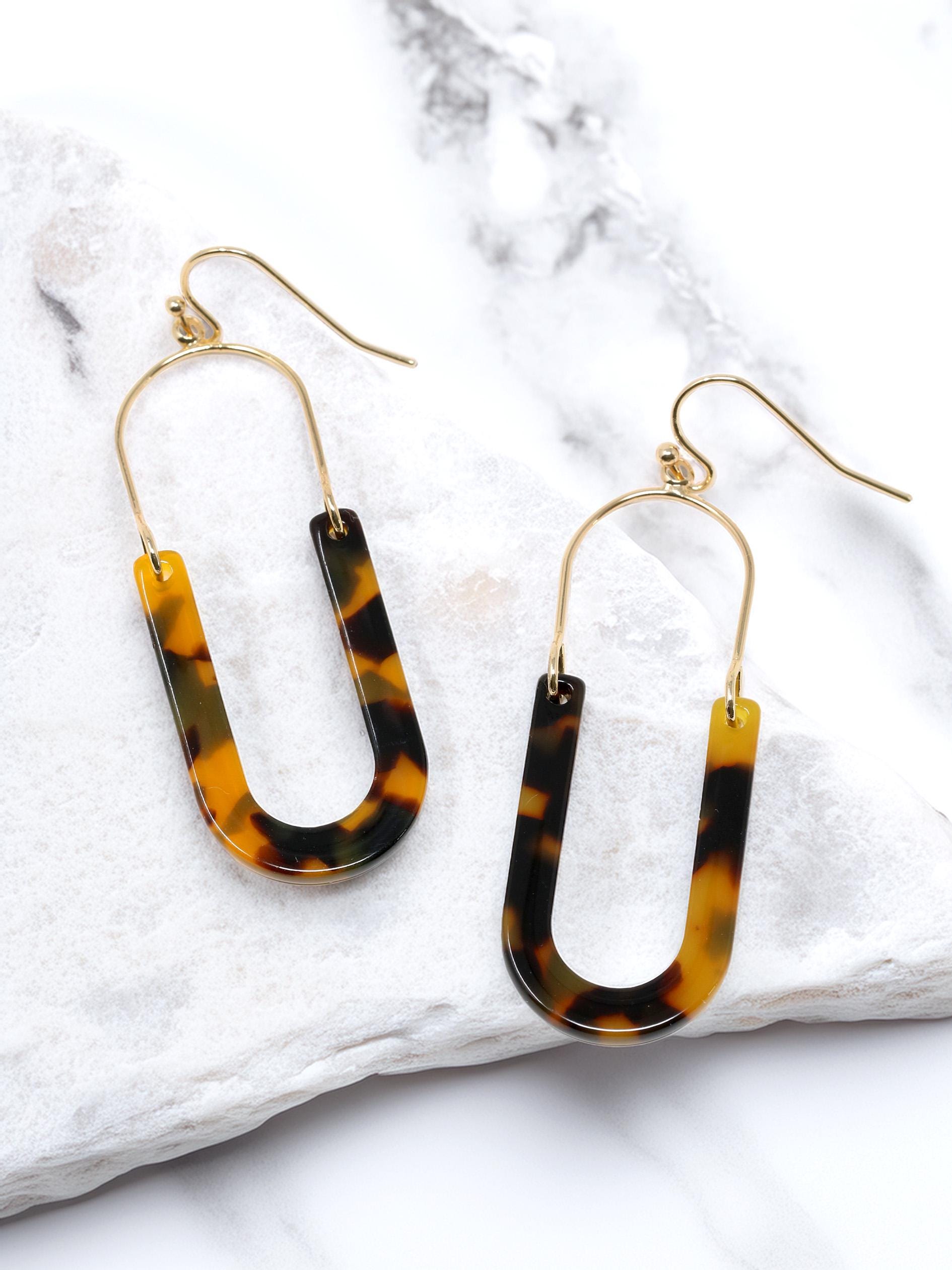 Orecchini Pendenti Lunghi In Resina Geometrica – Quadrati/Ovali, Gioielli Moderni Per Donna, 8,6 Cm