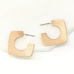 Square Earring Gold, Minimalist Hoop Gold, Rectangle, Modern Hoop Earring Gold, Bold Metal Earring Gold, Gift For Her,Statement Hoop Earring