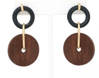 Natural Wooden Dangle & Drop Earrings, Wood Statement Earrings, Gift For Her, Lightweight Wooden Statement Earring, Modern Simple Earrings