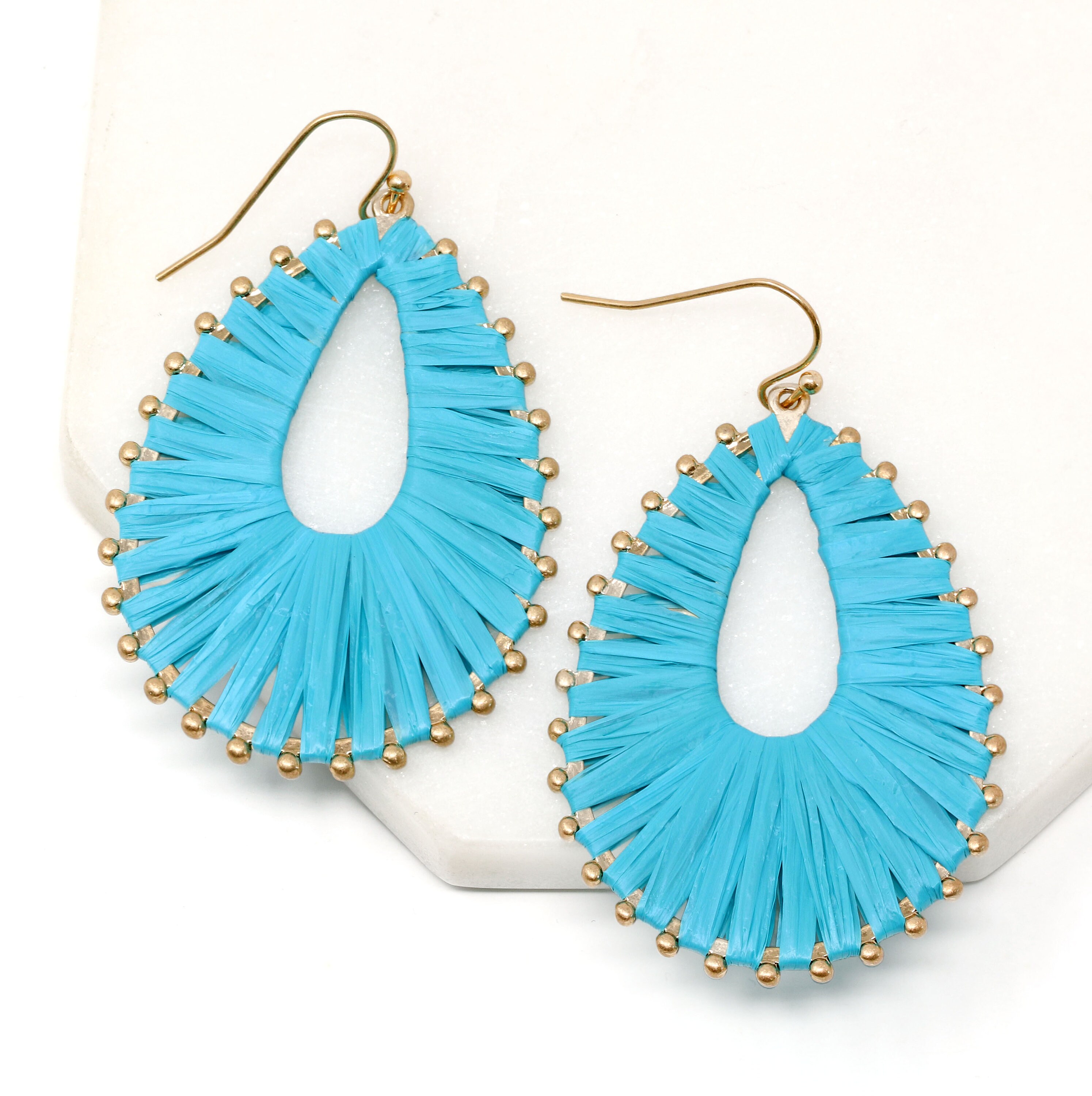 Boho Raffia Ball Drop Earrings For Women - Handmade Straw Statement Earrings For Beach & Vacation - View #9