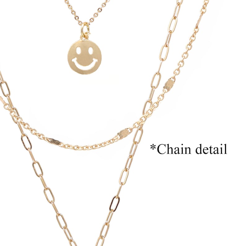 Smiley Face Necklace Gold Smile Emoji Necklace 3 Layer Etsy