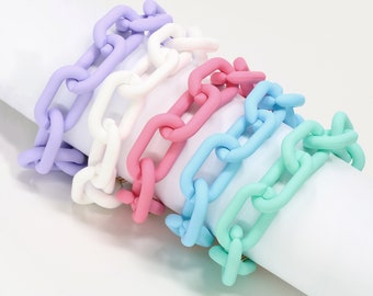 Chunky Chain Link Bracelet, Modern Bracelet, Statement Chain Bracelet, Minimalist Color Chain Link Bracelet, Lightweight, Mint, Lavender