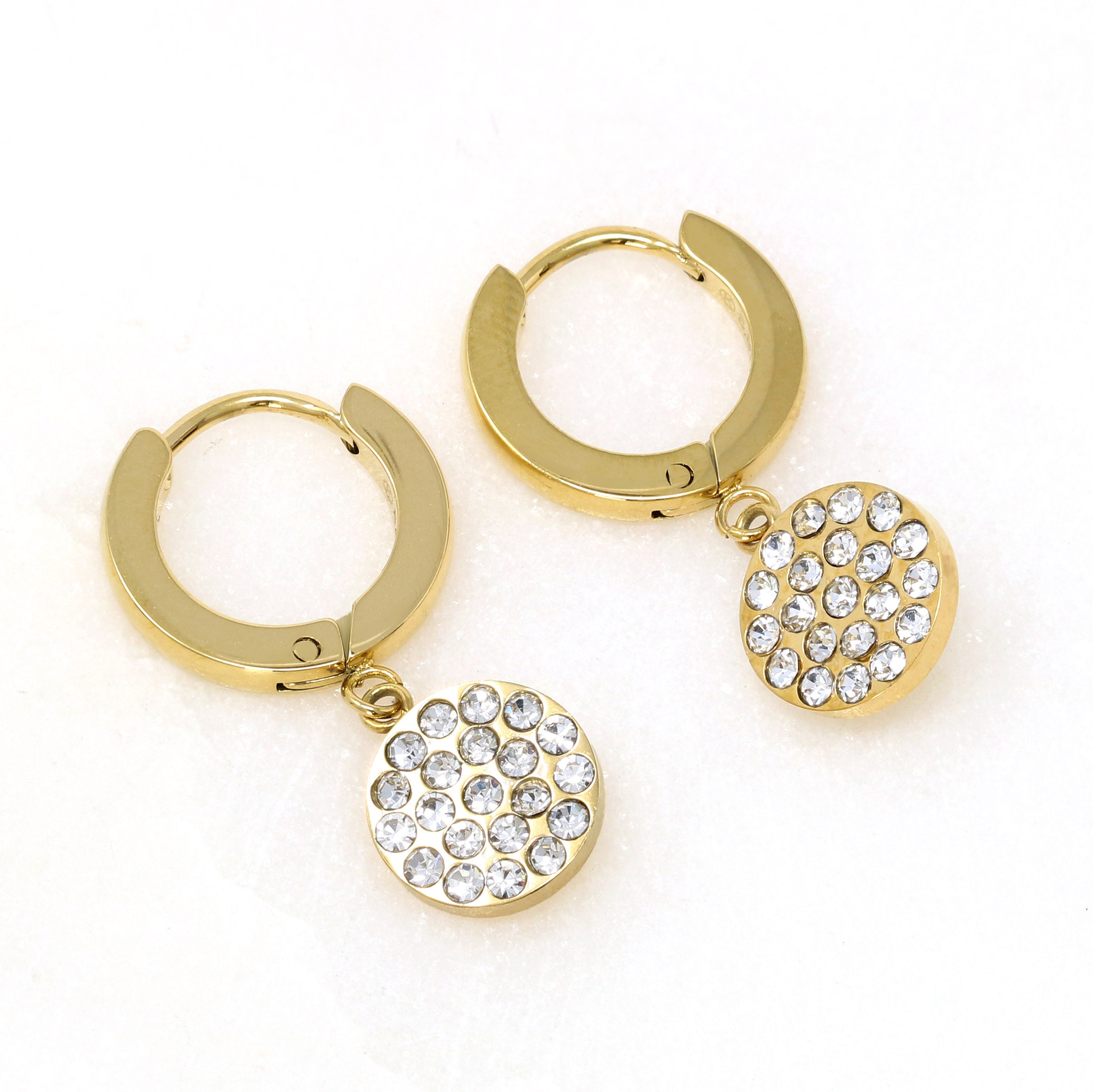 Stainless Steel Huggie Earring,Pave Huggie Earring Gold,CZ Stone Earring Gold, Hypoallergenic Hoop, Gift For Her, Paved Earring,Modern Hoop