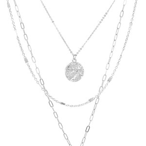 3 layered necklace set silver