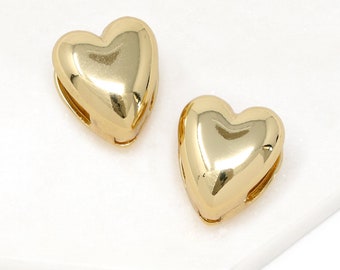 Puffy Heart Statement Earrings Gold, Bold Heart Huggie Earring, Gift For Her, Hollow Heart Earring, Unique Heart Earring,Minimalist Earring