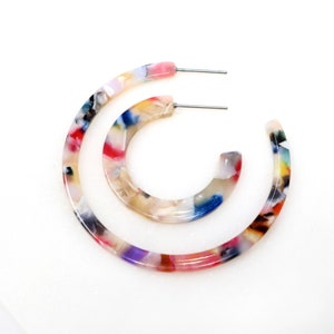 Multi Resin 30mm Hoop Earrings, 50mm Hoops, Minimalist Hoop Earrings, Lightweight Statement earrings, Jewelry Gifts For Her, Everyday Hoops