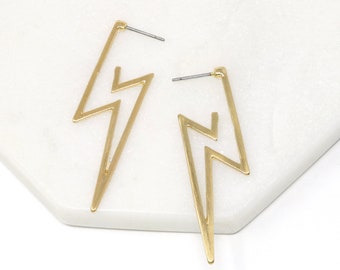 Lightning Bolt Earring, Modern Hoop Earrings, Lightweight Statement Hoop Earring, Minimalist Hoop, Gifts Fort Her, Unique Hoop Earrings