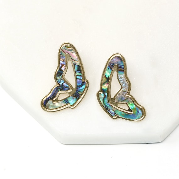 Abalone Earring, Butterfly Earring, Geometric Earring, Statement Earrings, Natural Shell Earring, Abalone Shell Stud Earring, Gifts For Her