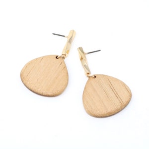 Natural Wooden Dangle & Drop Earring, Statement Earring, Teardrop Drop Earrings, Fashion Earrings, Gift For Her, Lightweight Wooden Earrings image 5