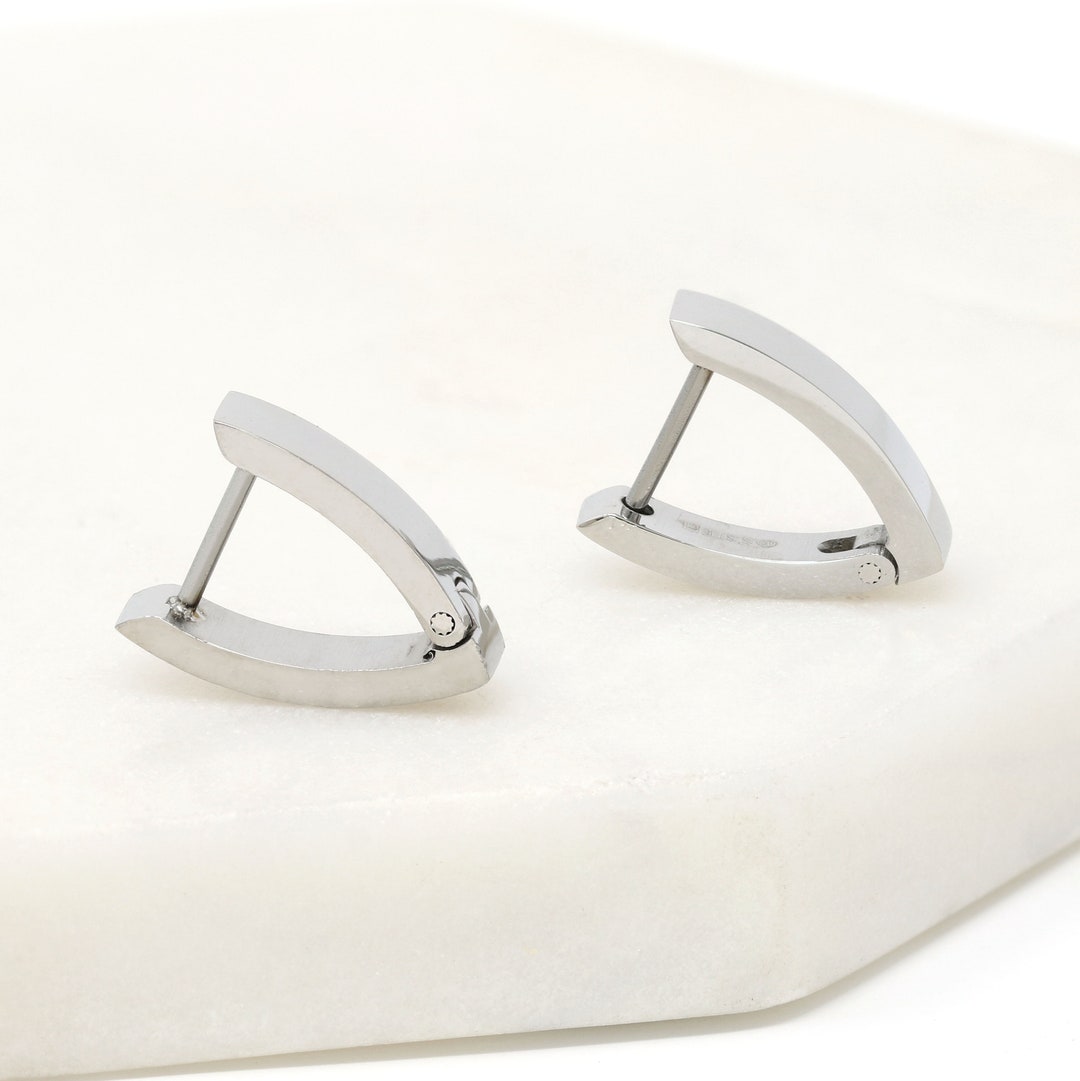 Stainless Steel Huggie Earring, Triangle Huggie Gold, Simple Earring