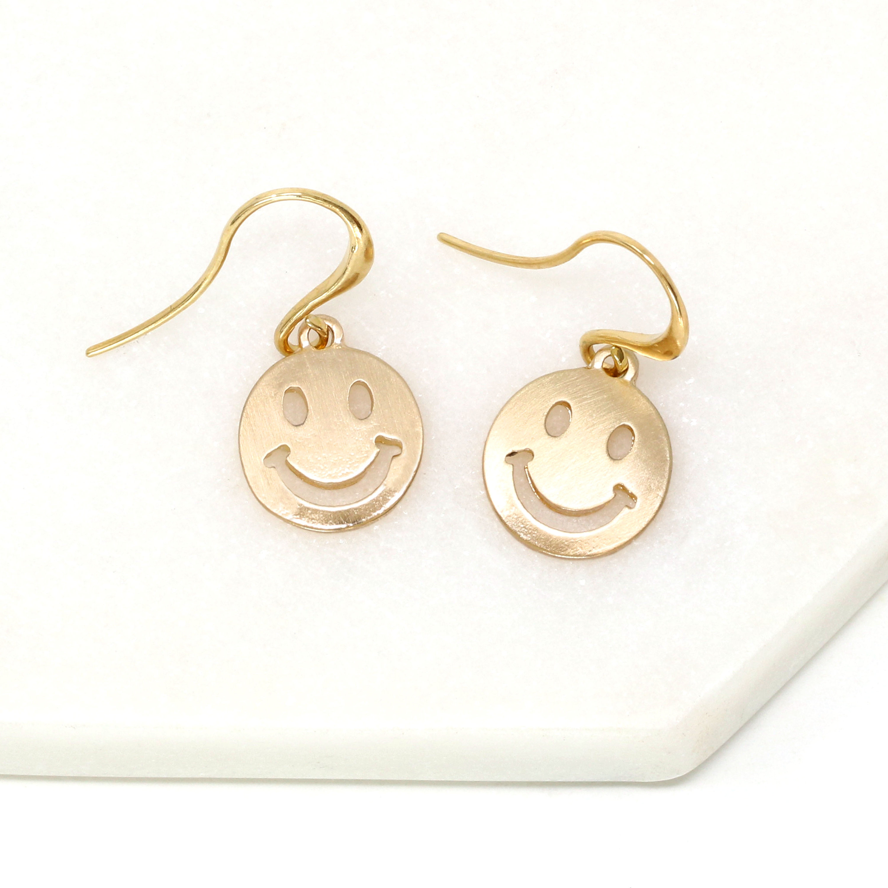 Gold Smiley Face Earring Emoji Earring Modern Hoop Earring Etsy UK