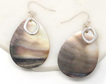 Mother of Pearl Drop & Dangle Earrings, MOP Shell Earring, Jewelry Gifts For Her, MOP Natural Shell Earring Silver, Modern Shell Earrings