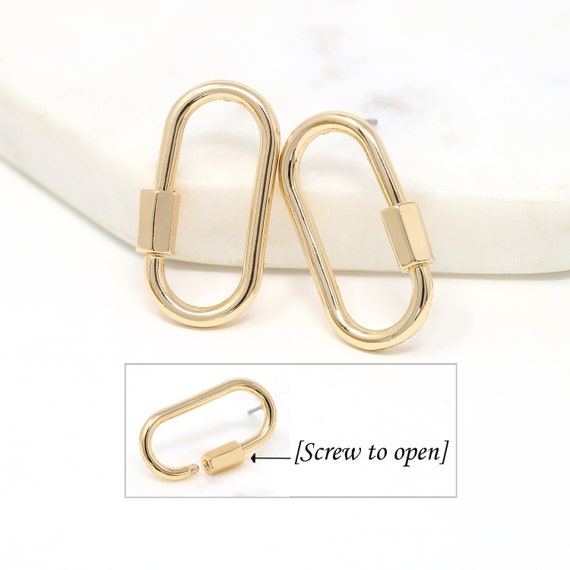 Carabiner Lock Earring, Mini Carabiner, Gold Carabiner Lock, Screw, Modern, Bridesmaid Gift, Gift For Her, Minimalist, Personalized Jewelry