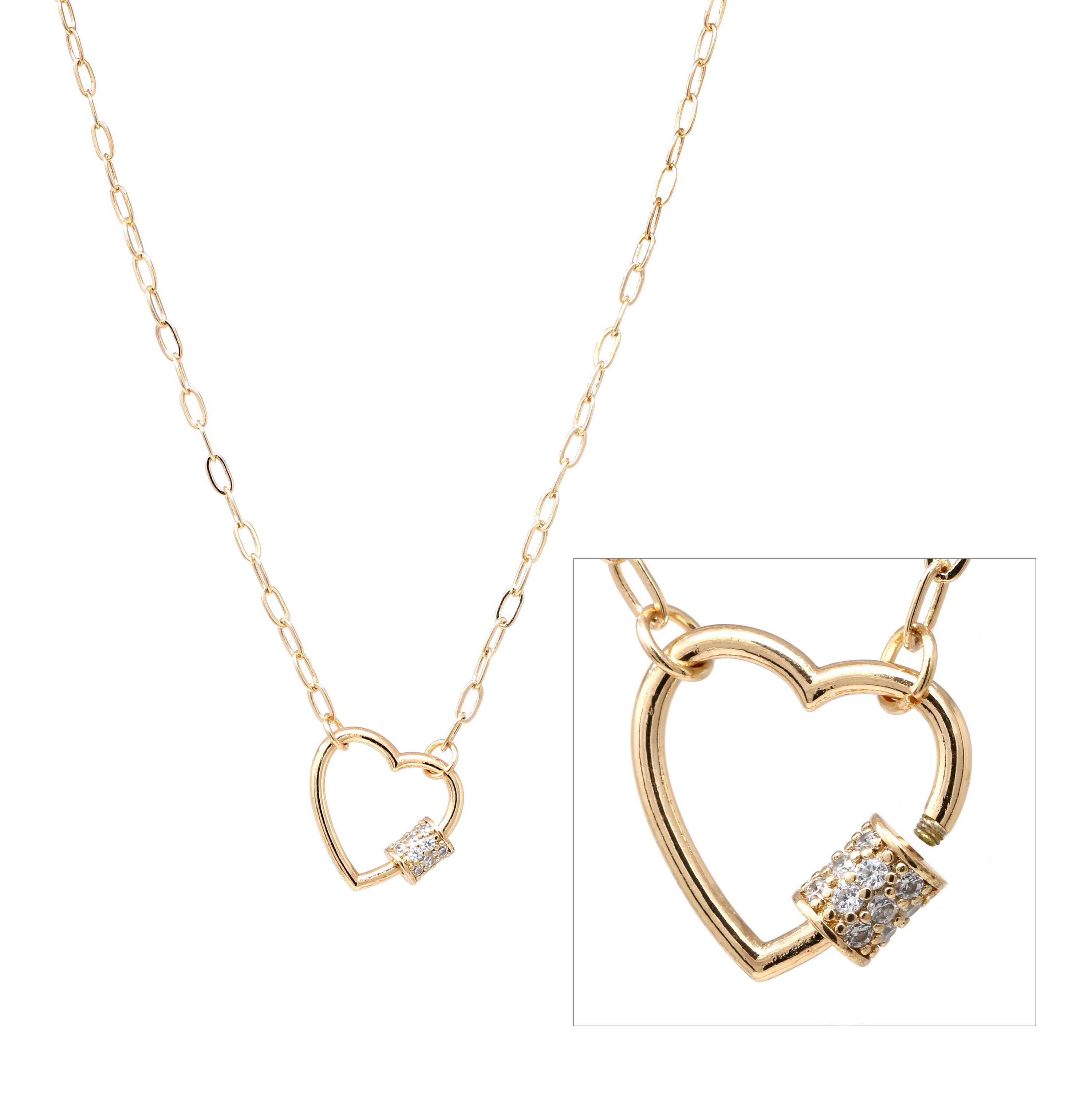 Carabiner Necklace Heart Carabiner Gold 