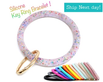 Key Chain Bracelet, Keyring Silicone, Keyring Bangle, Key Chain Wristlet, Key Holder, Silicone Wrist Strap, Gifts For Her, Big O Keyring
