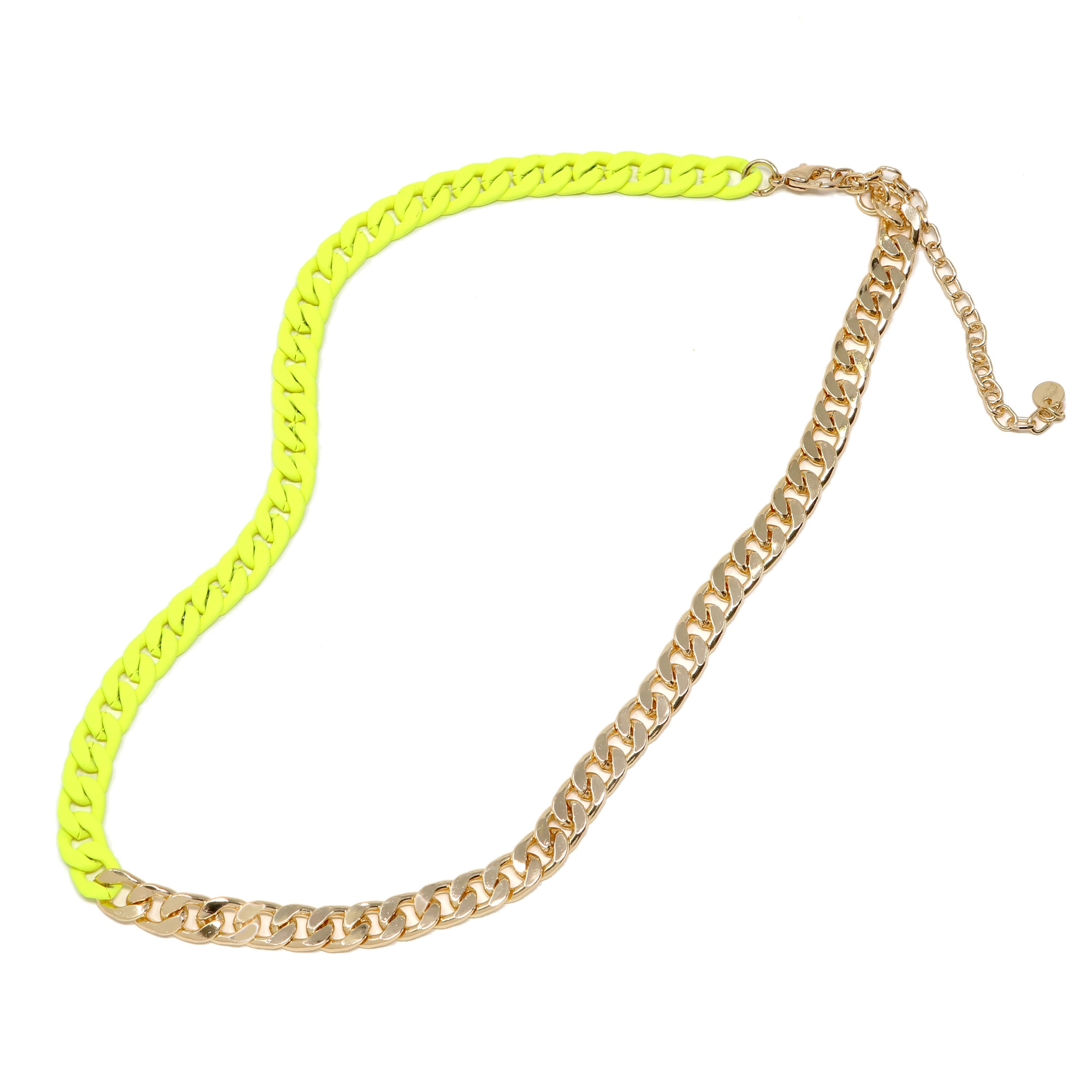 Collana Maglia Grossa Giallo Neon BULLDHOG Design 2