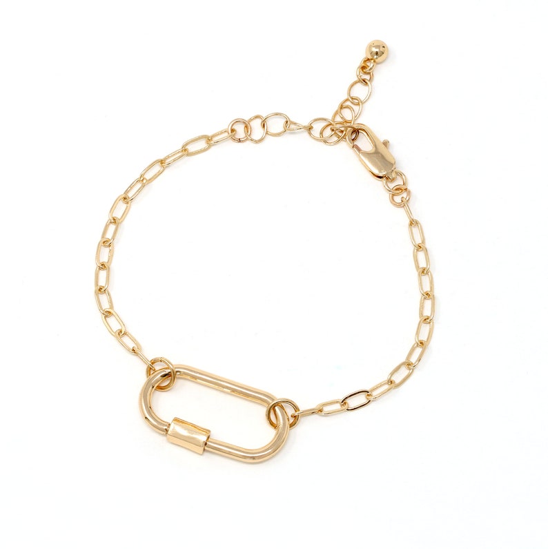 Carabiner Lock Link Bracelet Screw Mini Carabiner Gold Etsy